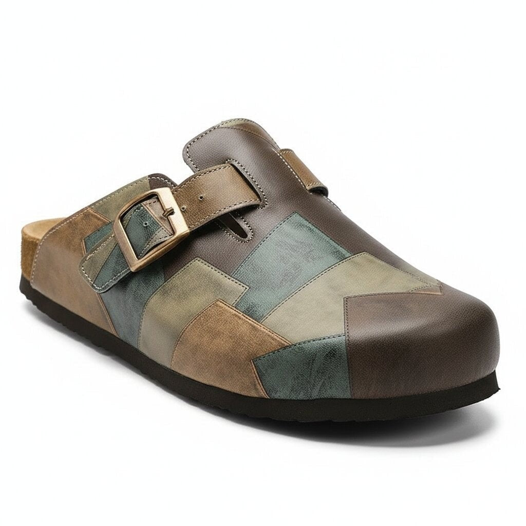 Jonah leather clogs - Khaki detail