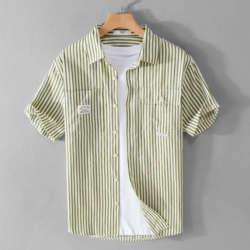 Jonah striped cotton shirt - Green