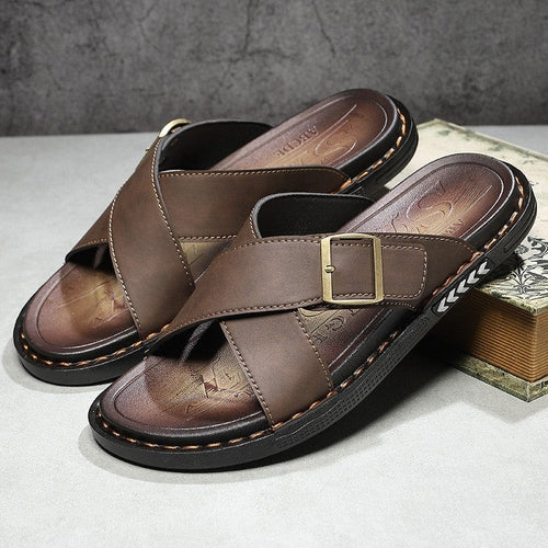 Kai leather slide sandals - Brown