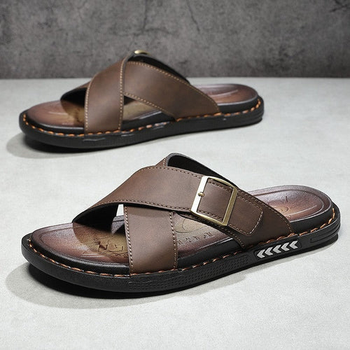 Kai leather slide sandals - detail