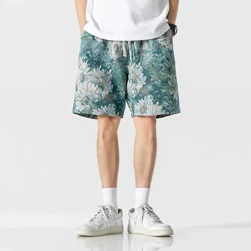 Kai floral drawstring shorts - Blue