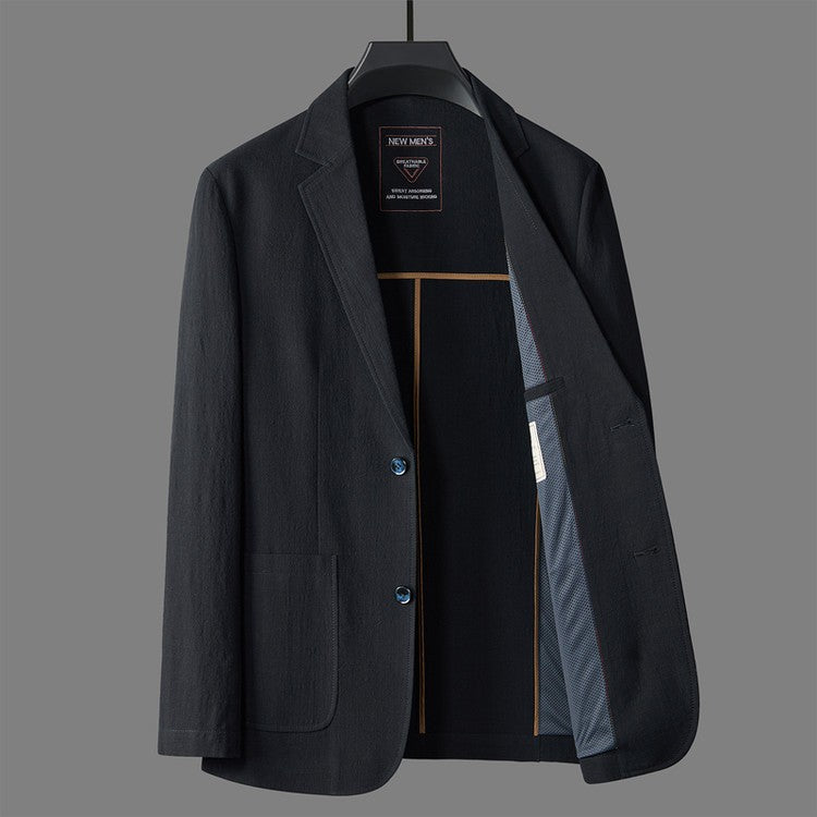 Lennox linen blazer - Black open view