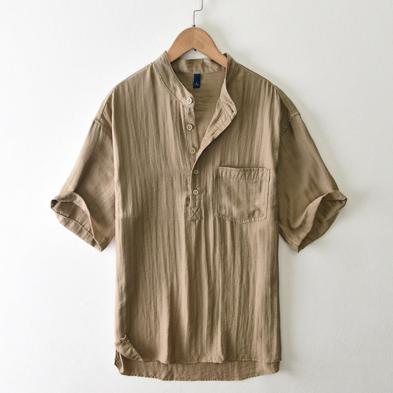 Leo linen henley - Brown