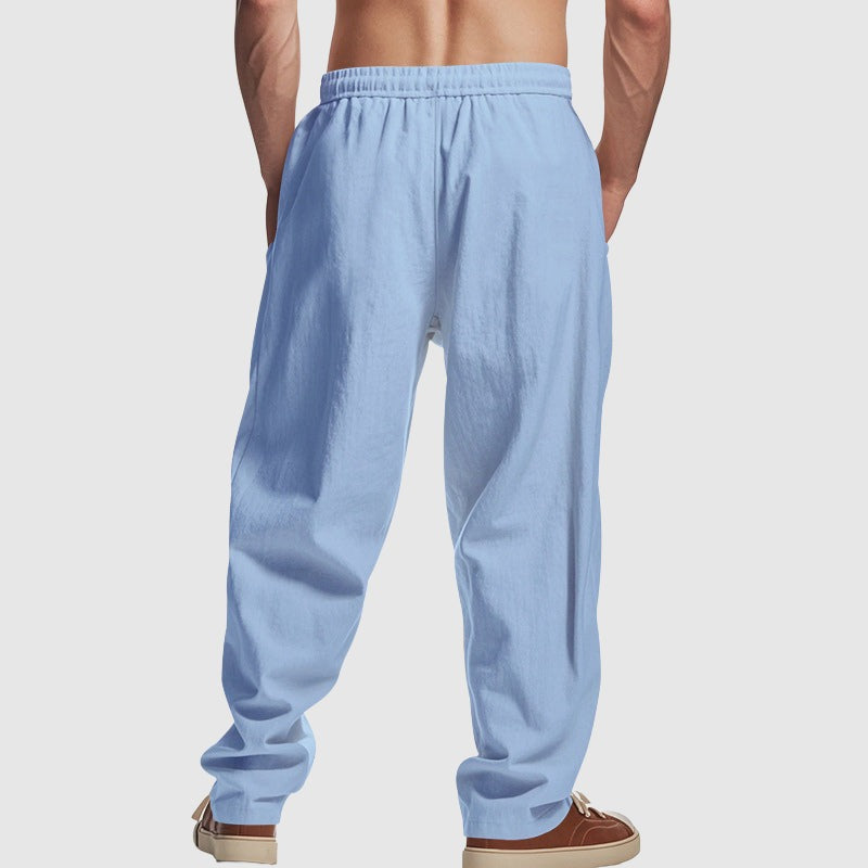 Leo linen lounge pants - Blue detail