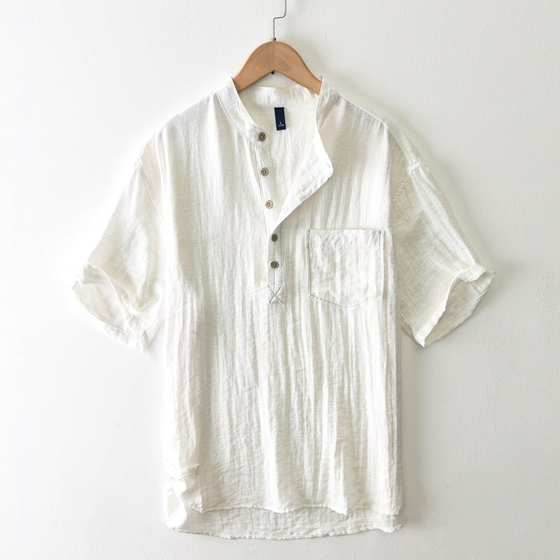 Leo linen henley - White