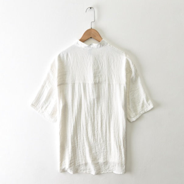 Leo linen henley - White back view