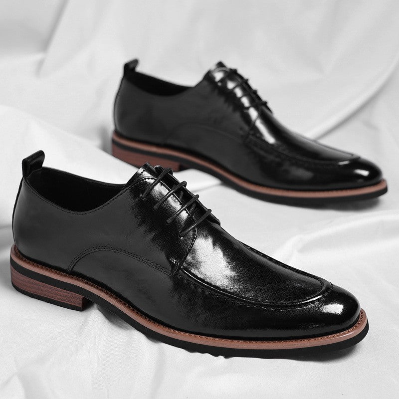 Lincoln leather dress shoes side view - Black