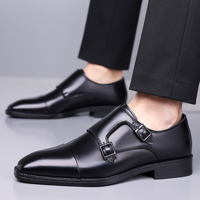 Lincoln monk strap dress shoes - Black on foot