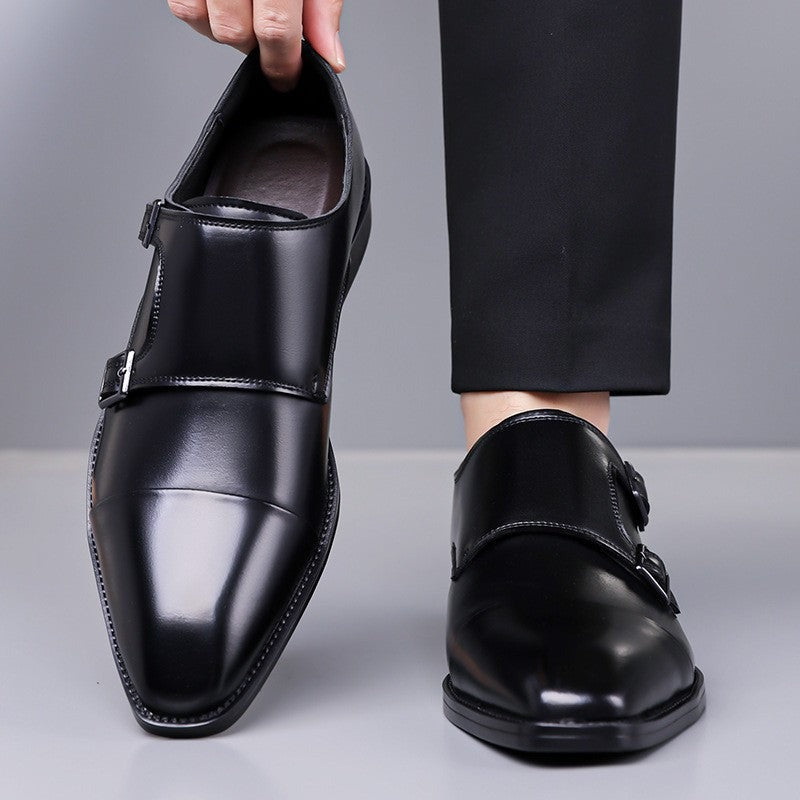 Lincoln monk strap dress shoes - Black in hand