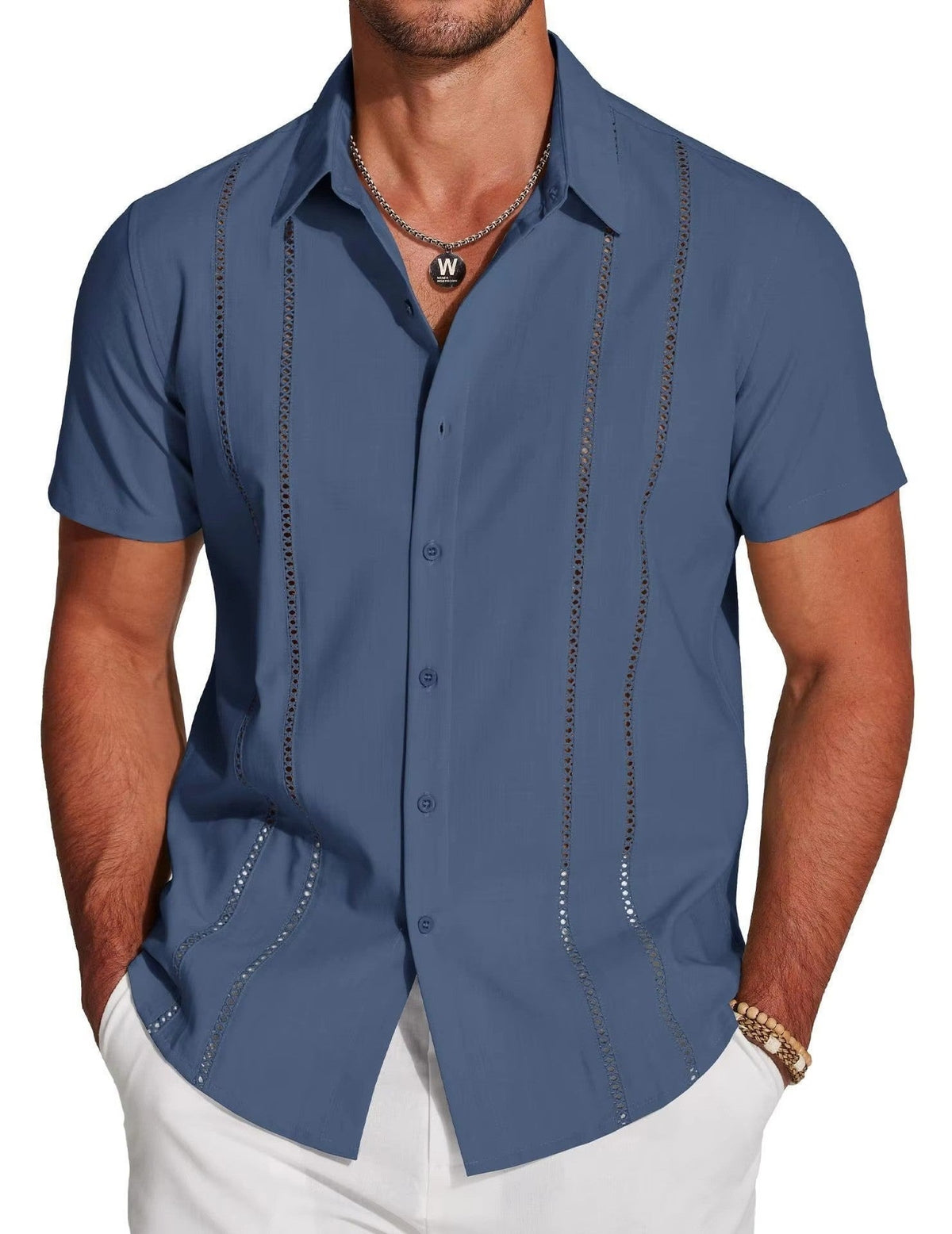 Logan guayabera shirt - Blue