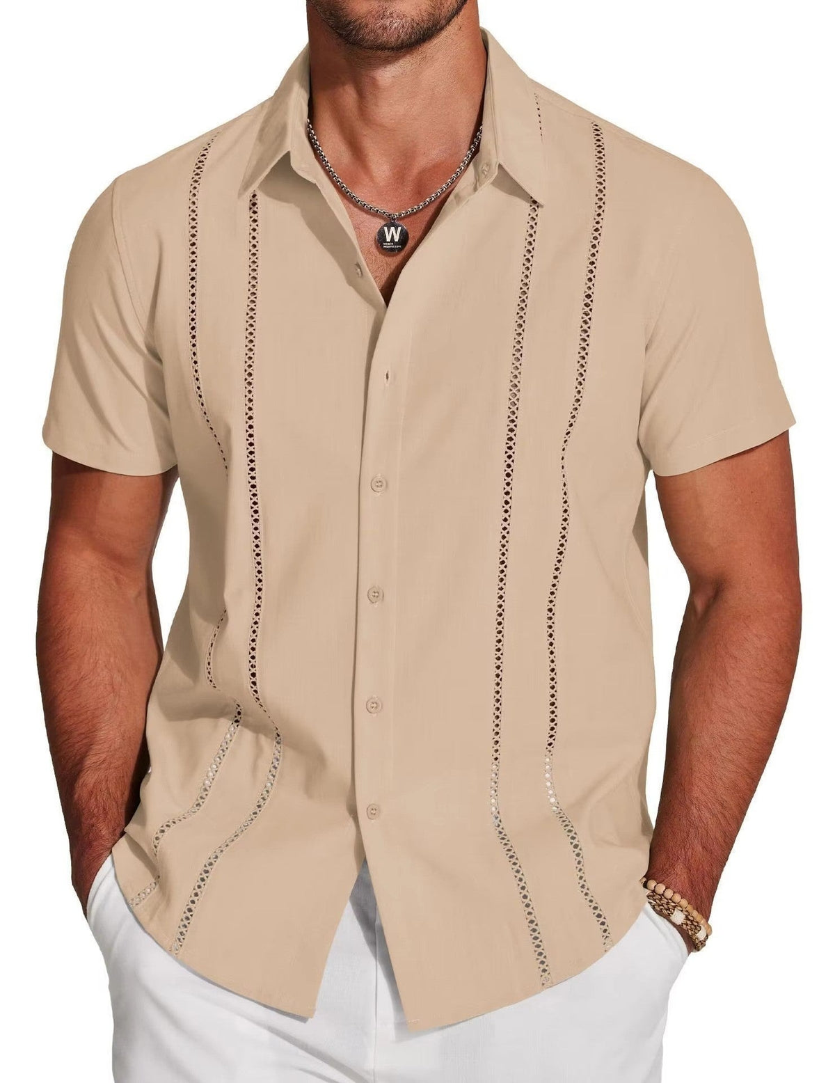 Logan guayabera shirt - Khaki