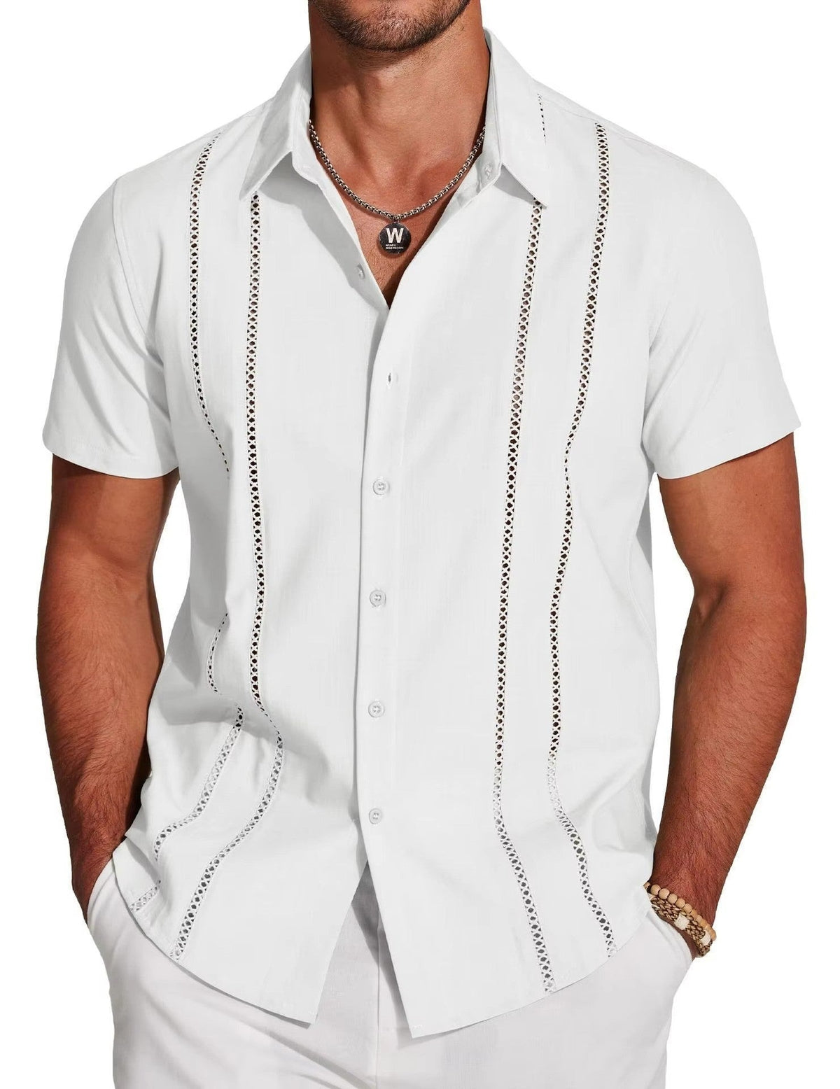 Logan guayabera shirt - White