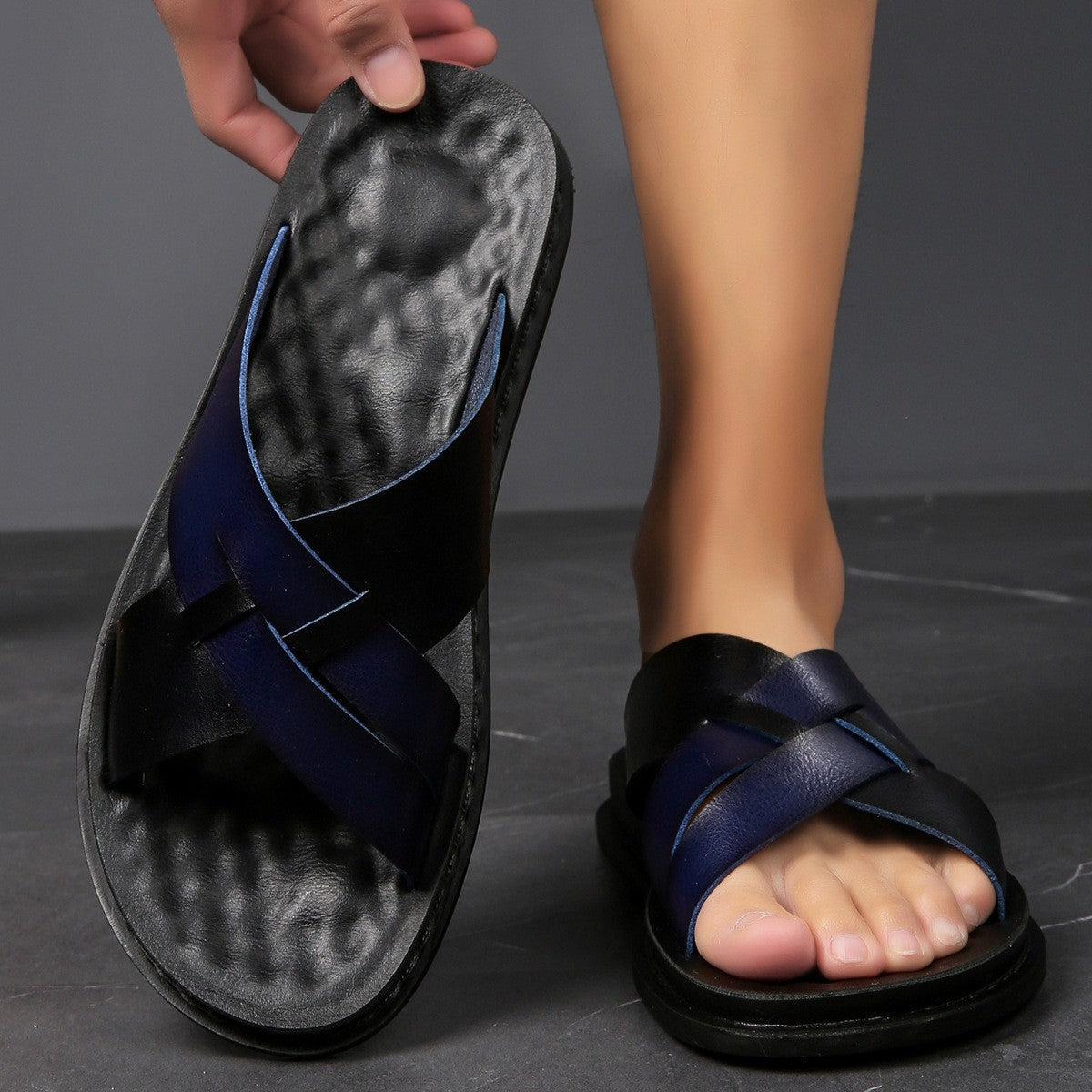 Luke leather sandals - Blue