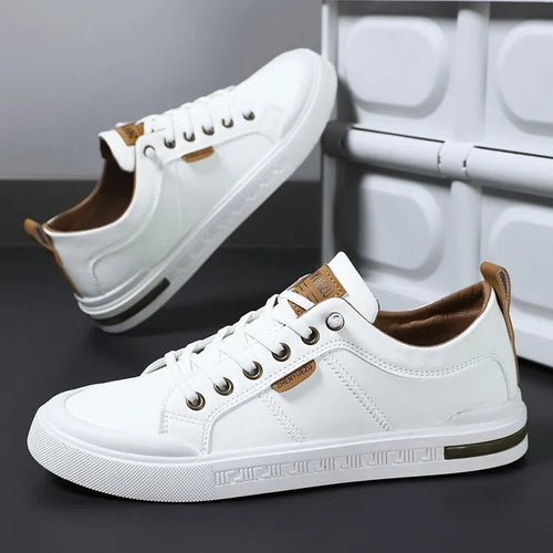 Luke leather low top sneaker - White/Brown side view