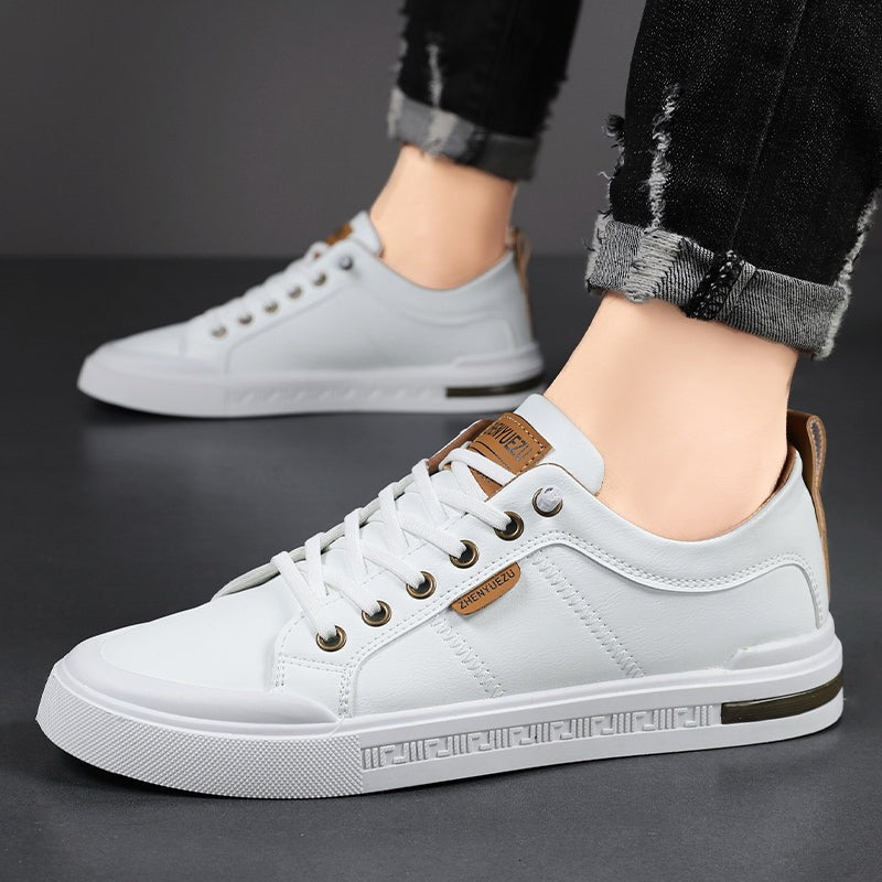Luke leather low top sneaker - White/Brown detail