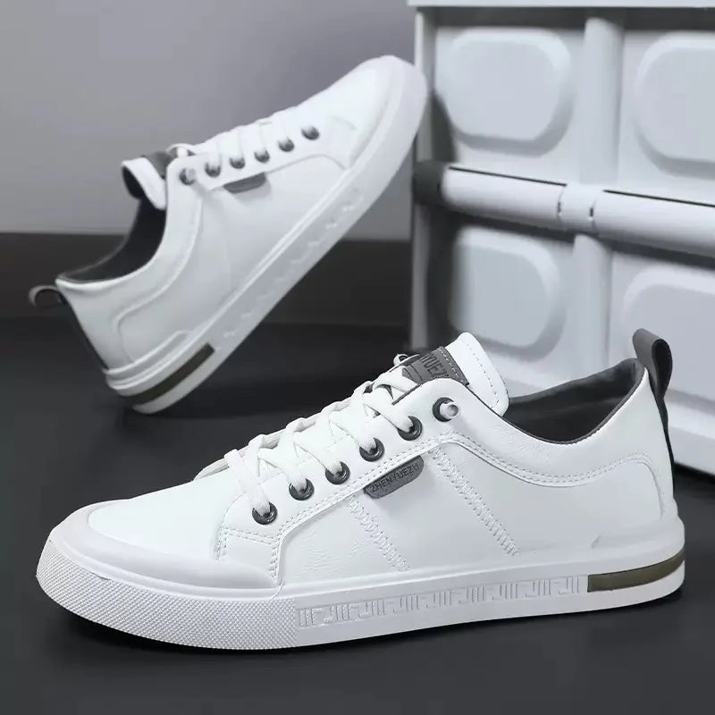 Luke leather low top sneaker - White/Gray side view
