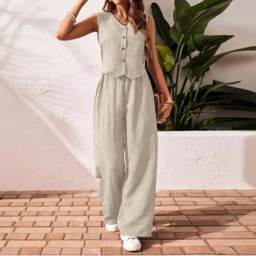 Luna linen pants set - Khaki