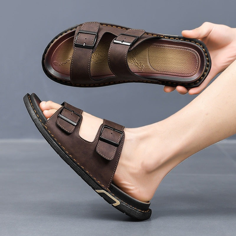 Magnus buckle slides sandals - Brown worn