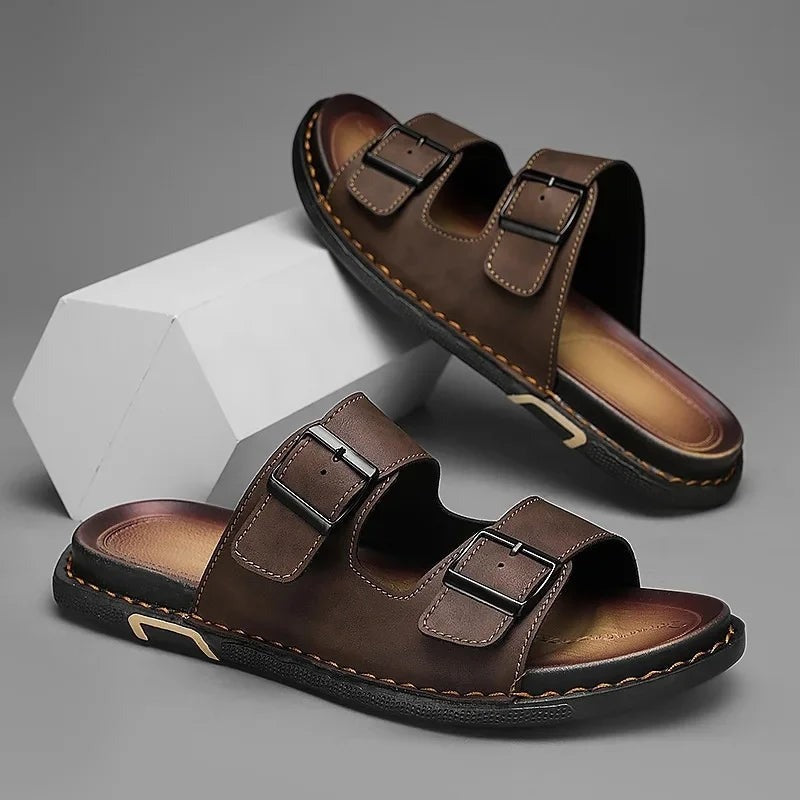 Magnus buckle slides sandals - Brown