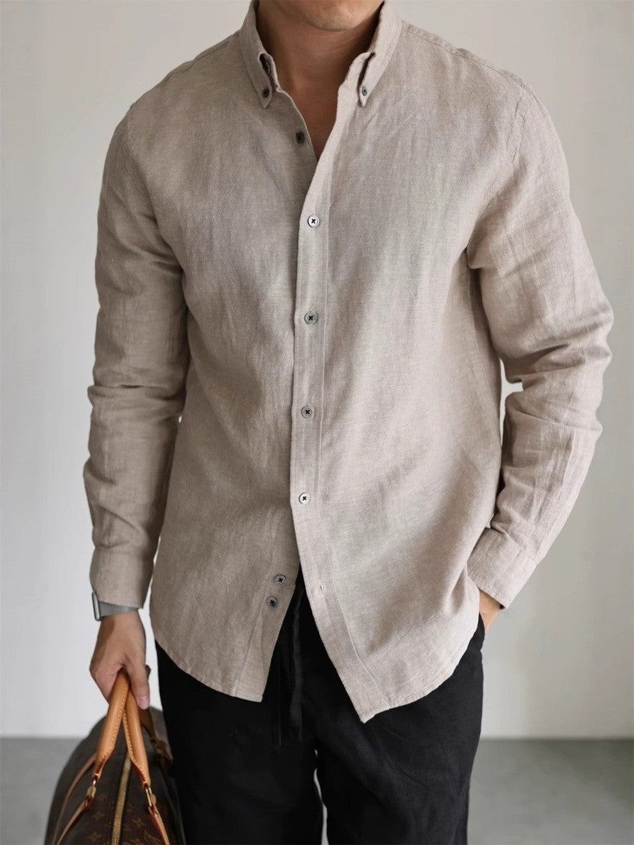 Magnus button down linen shirt - Khaki