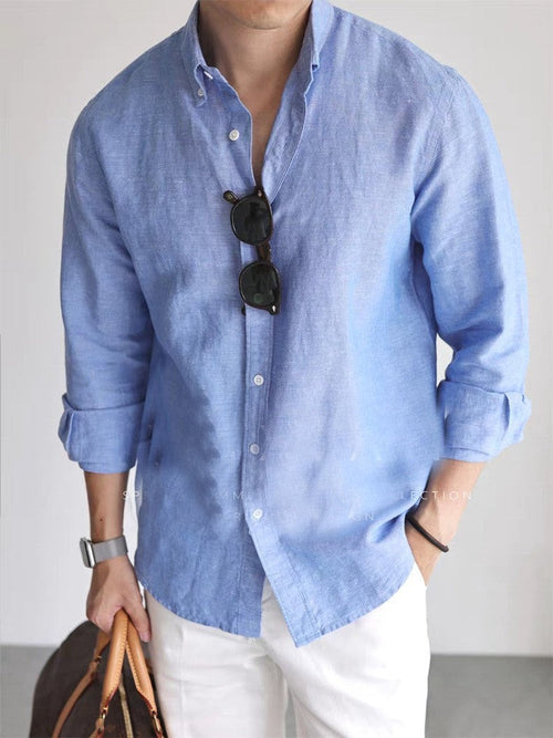 Magnus button down linen shirt - Light Blue