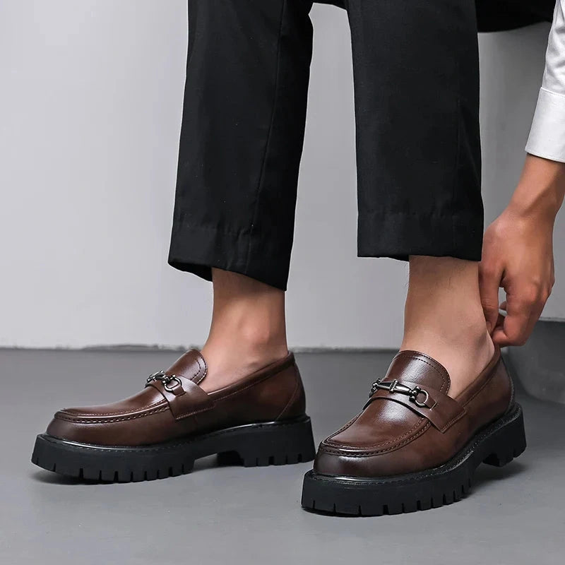 Magnus Brown loafers worn with black trousers - lifestyle pair