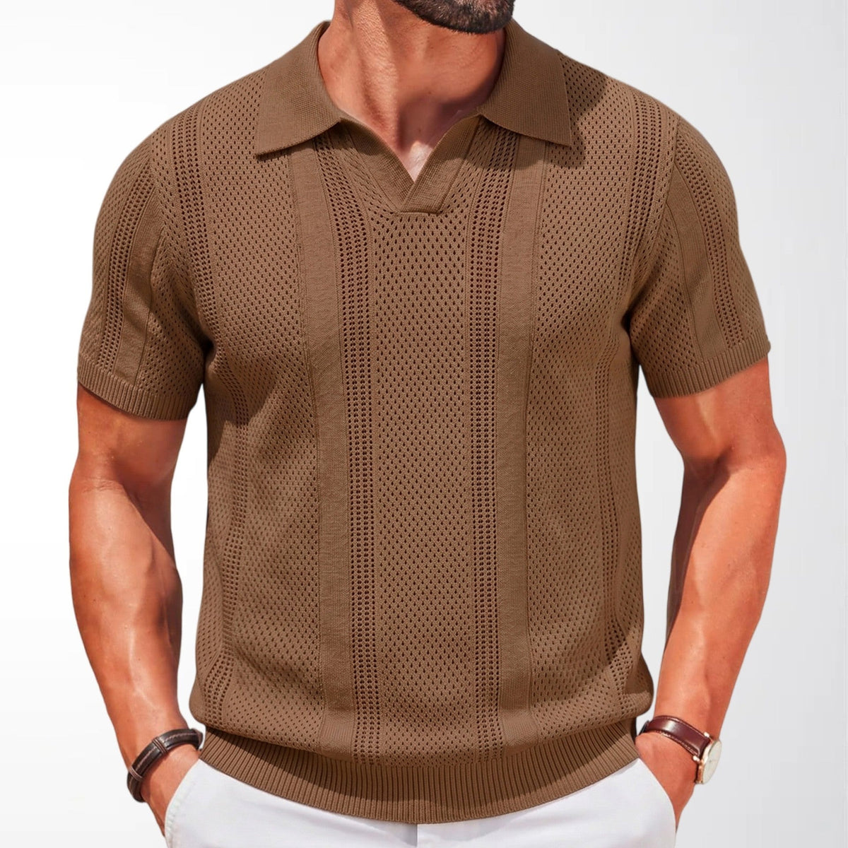 Magnus knit polo - Brown