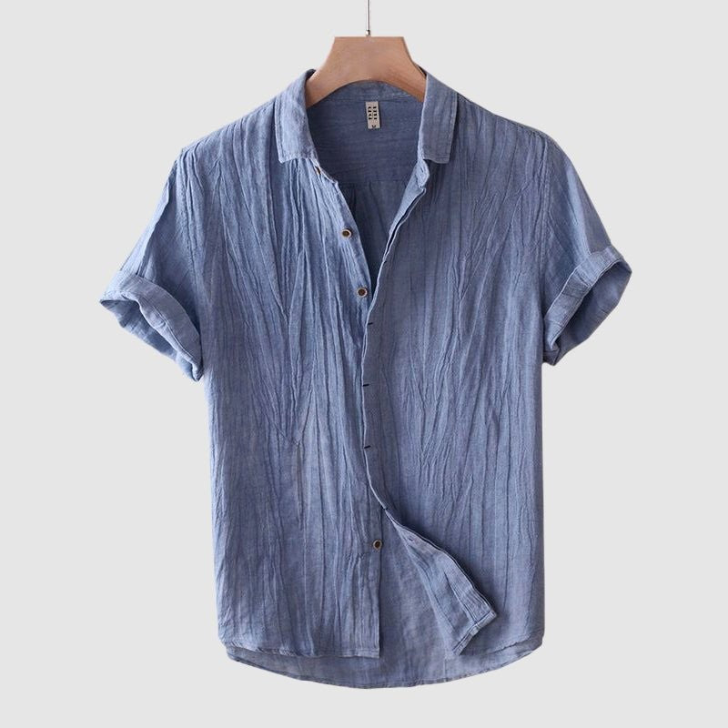 James crinkled linen shirt blue