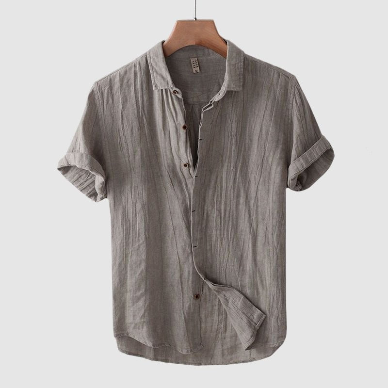 James crinkled linen shirt gray