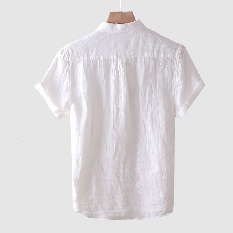 James crinkled linen shirt detail