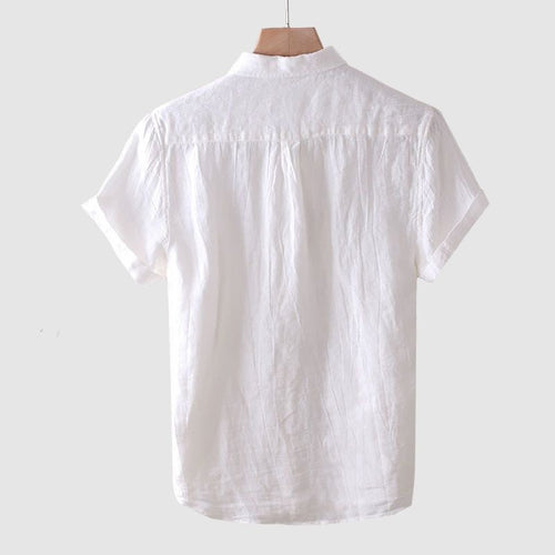 James crinkled linen shirt detail