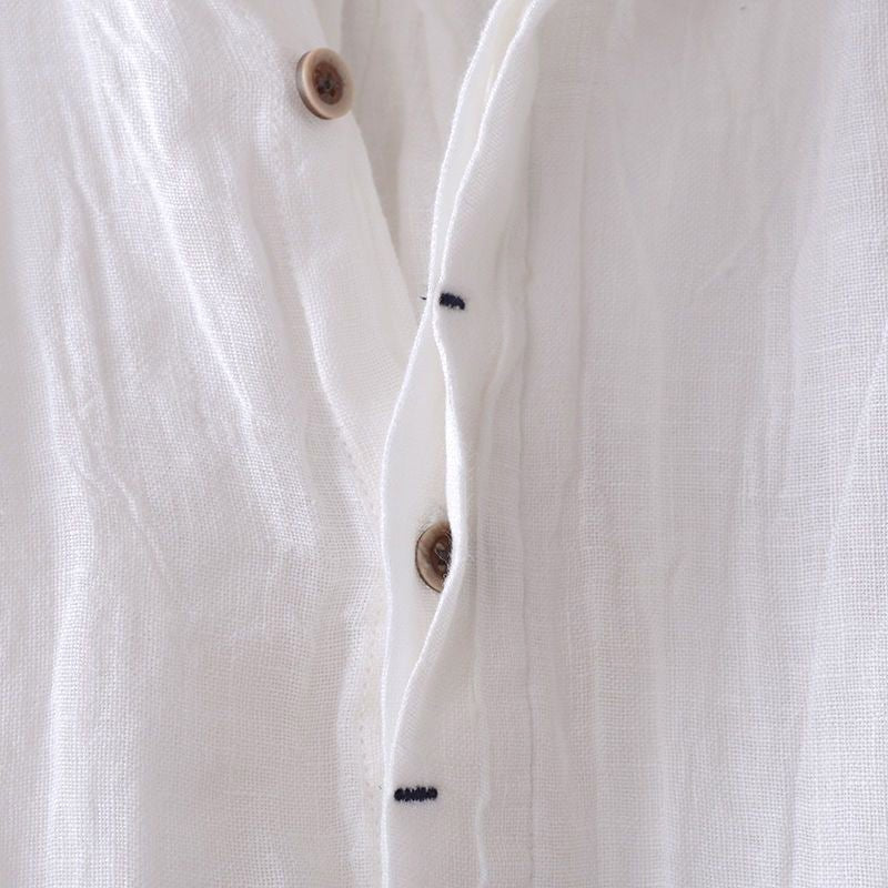 James crinkled linen shirt detail