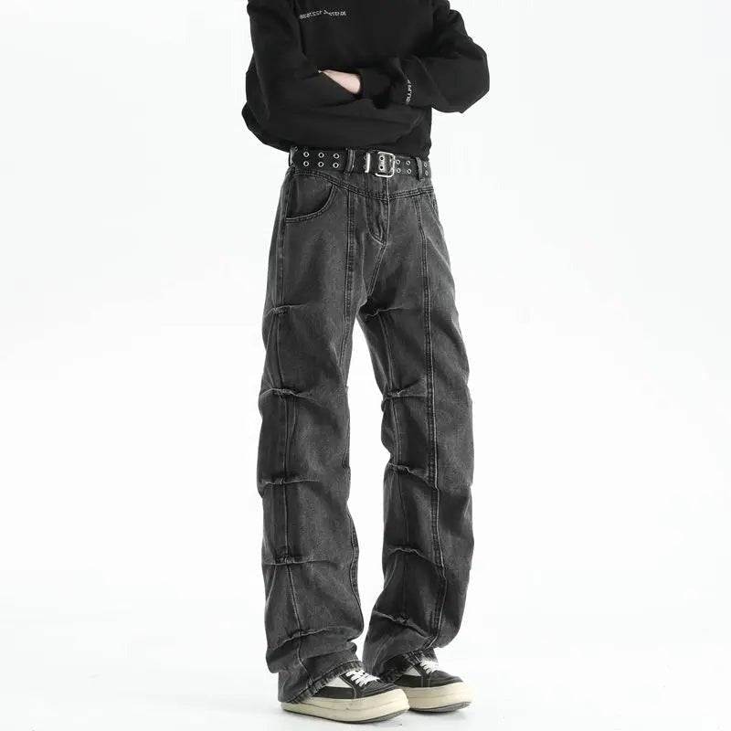 Marlon stacked baggy wide leg jeans - Black side view