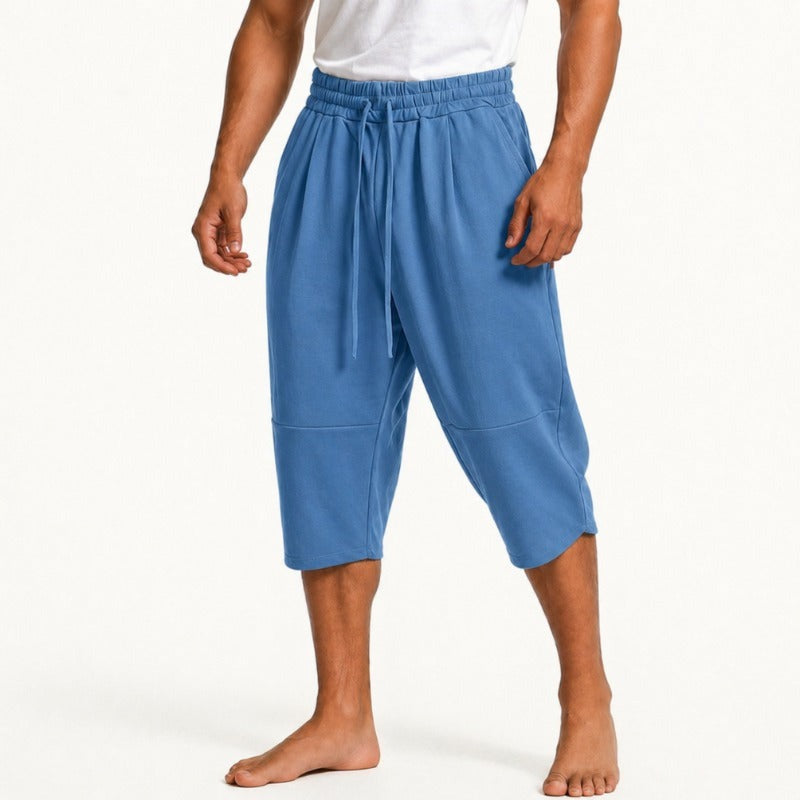 Marlon cropped linen pants - Blue