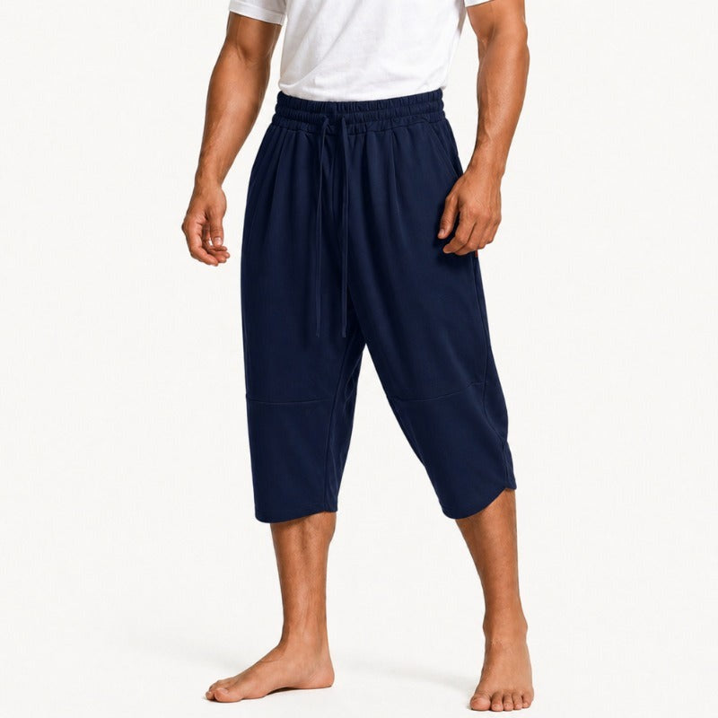 Marlon cropped linen pants - Navy