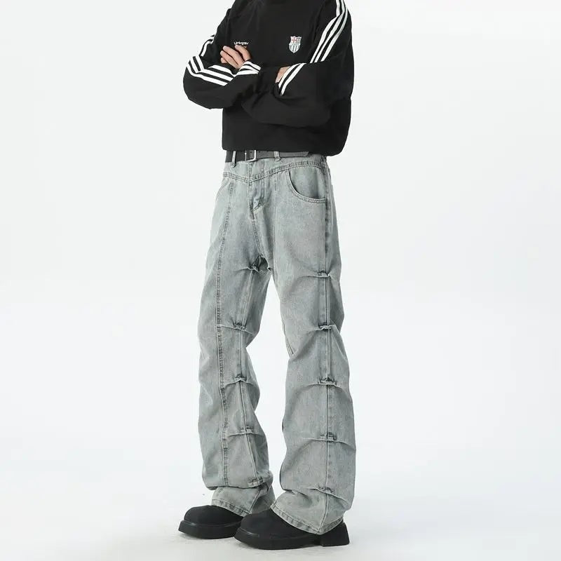 Marlon stacked baggy wide leg jeans - Gray