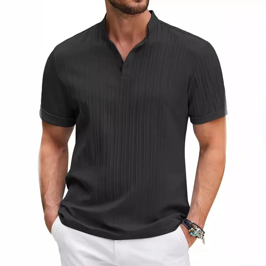 Marlon henley shirt - Black