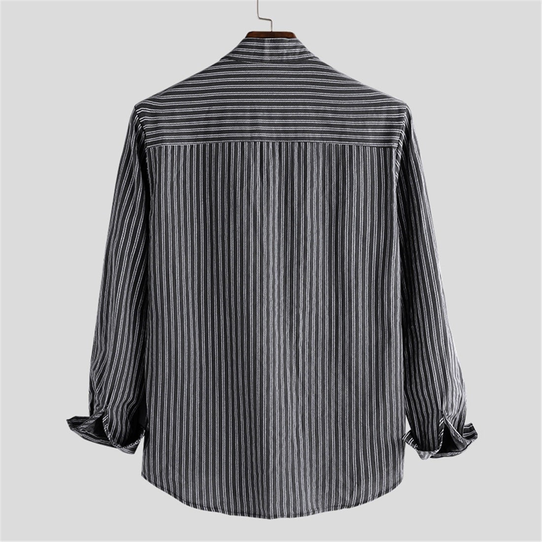 Marlon linen mandarin collar shirt - back view