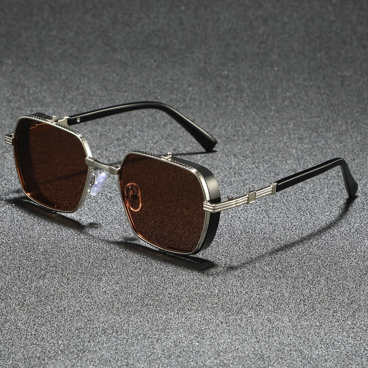 Marlon square sunglasses - Silver/Brown