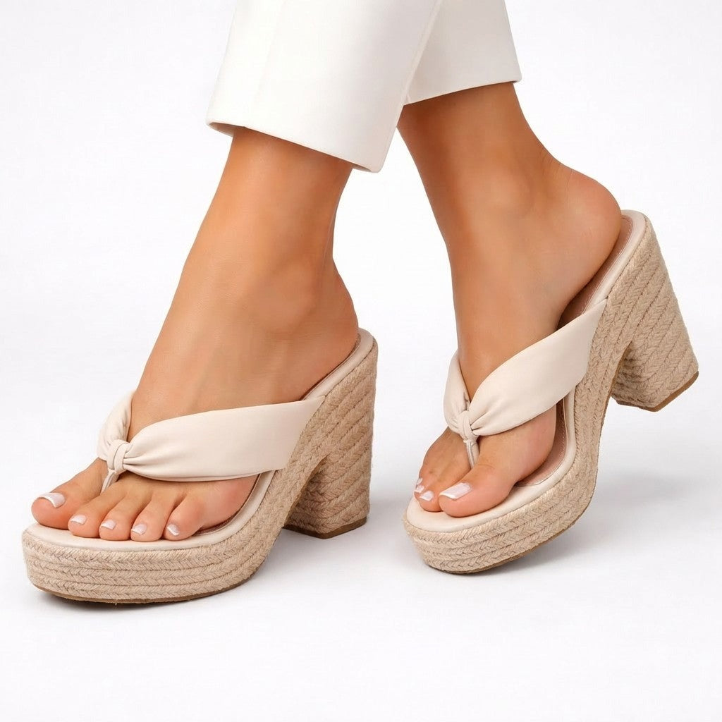 Maya block heel mules - Beige