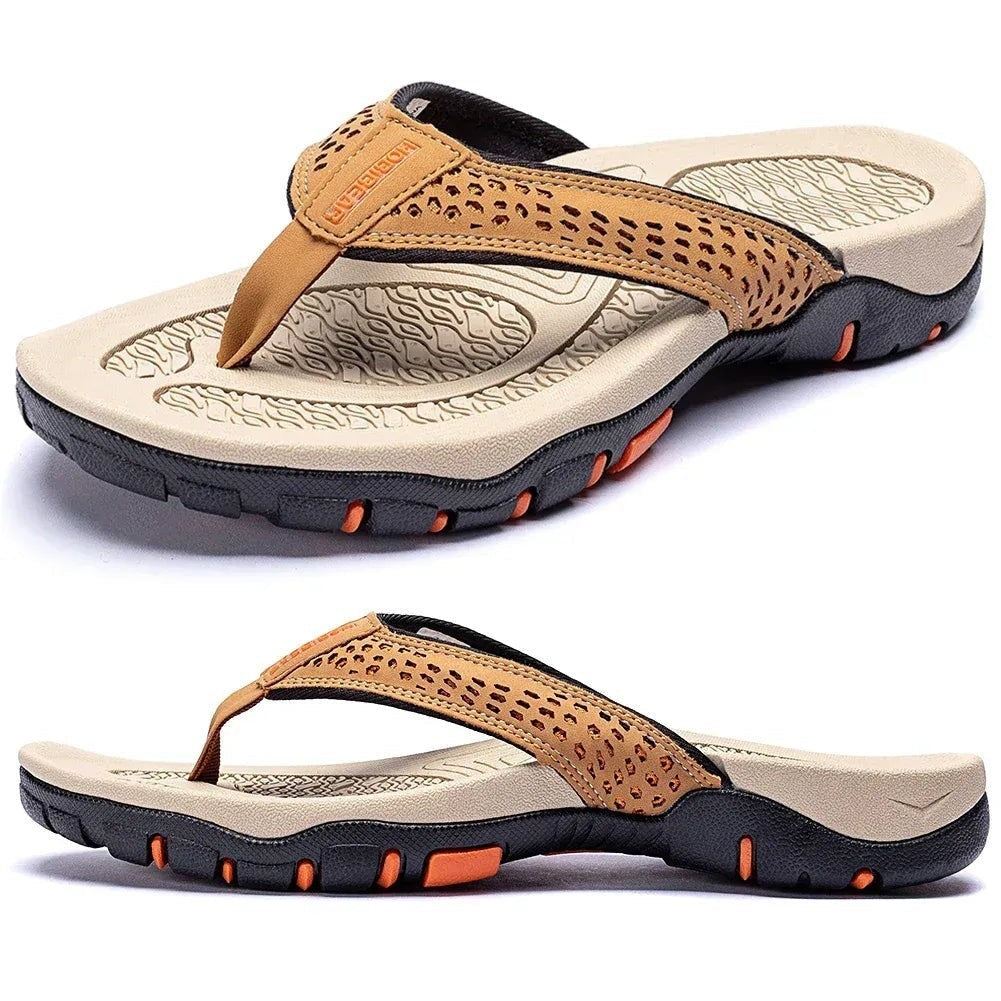 Miles arch support flip flops - Khaki detail