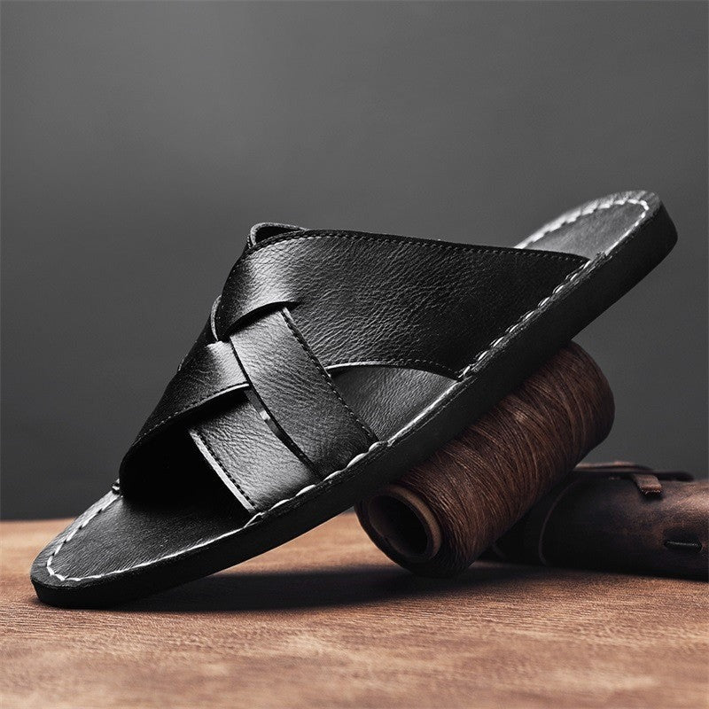 Milo cross strap slide sandals - Black