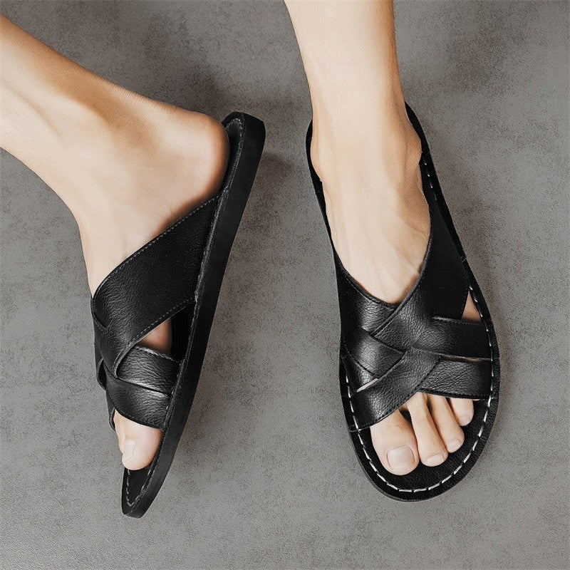 Milo cross strap slide sandals - Black