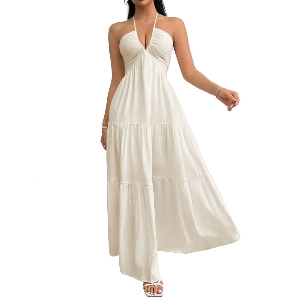 Mira V-neck maxi dress - Beige alt view