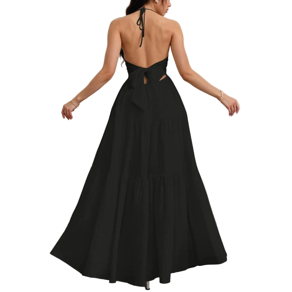Mira V-neck maxi dress - Black back view