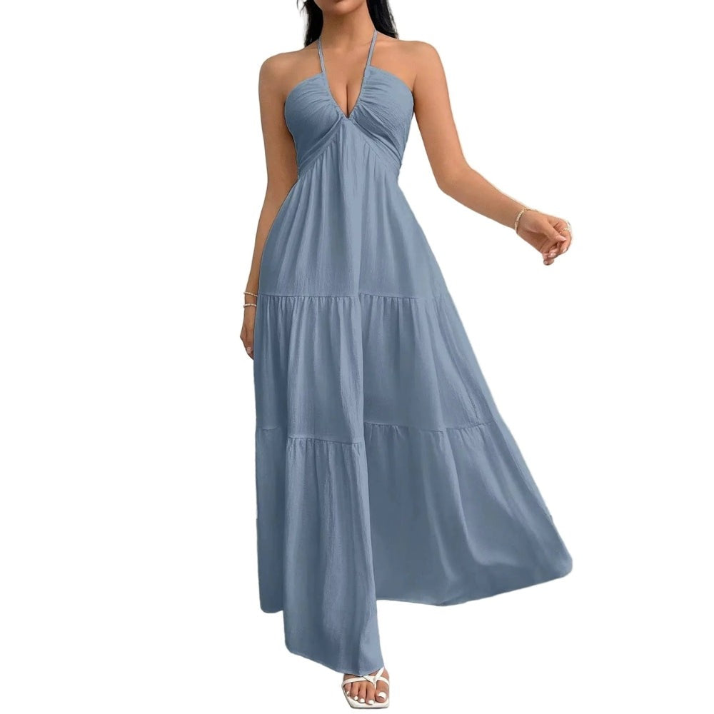 Mira V-neck maxi dress - Blue alt view