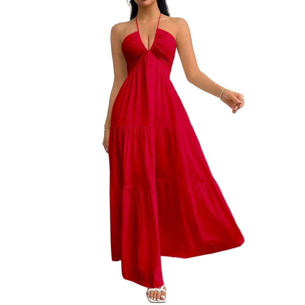 Mira V-neck maxi dress - Red alt view