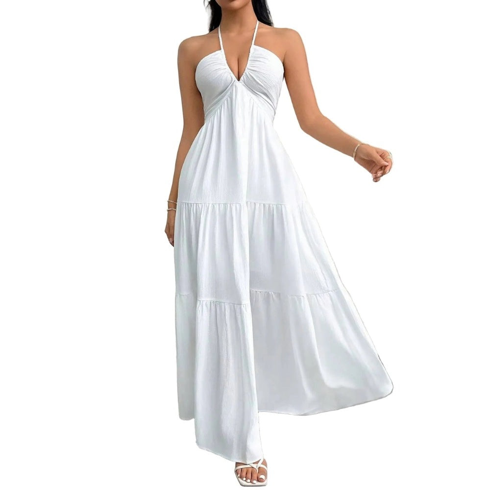Mira V-neck maxi dress - White alt view