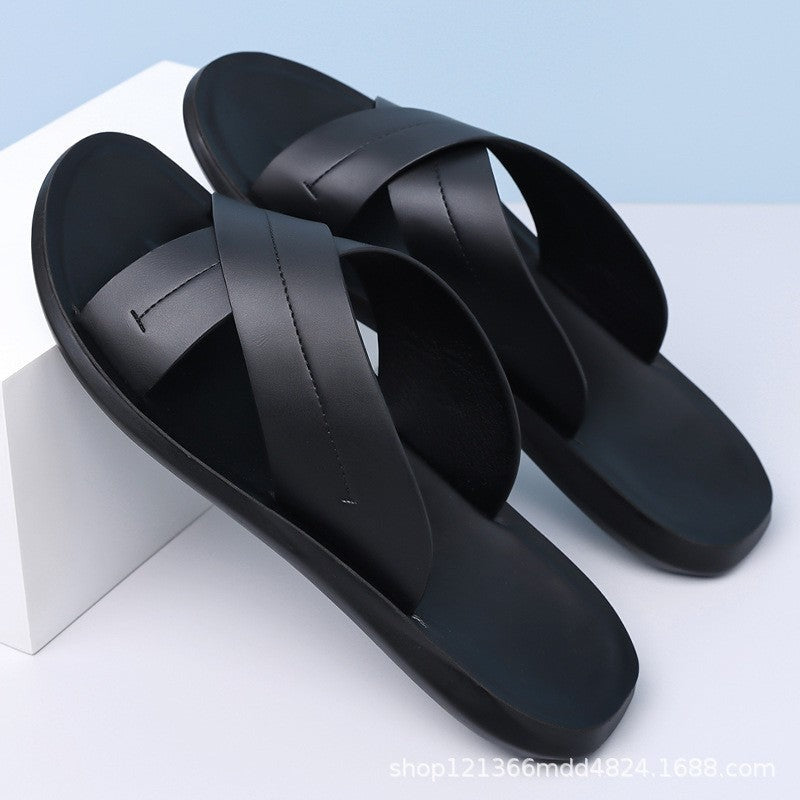 Nash flat leather sandals - Black