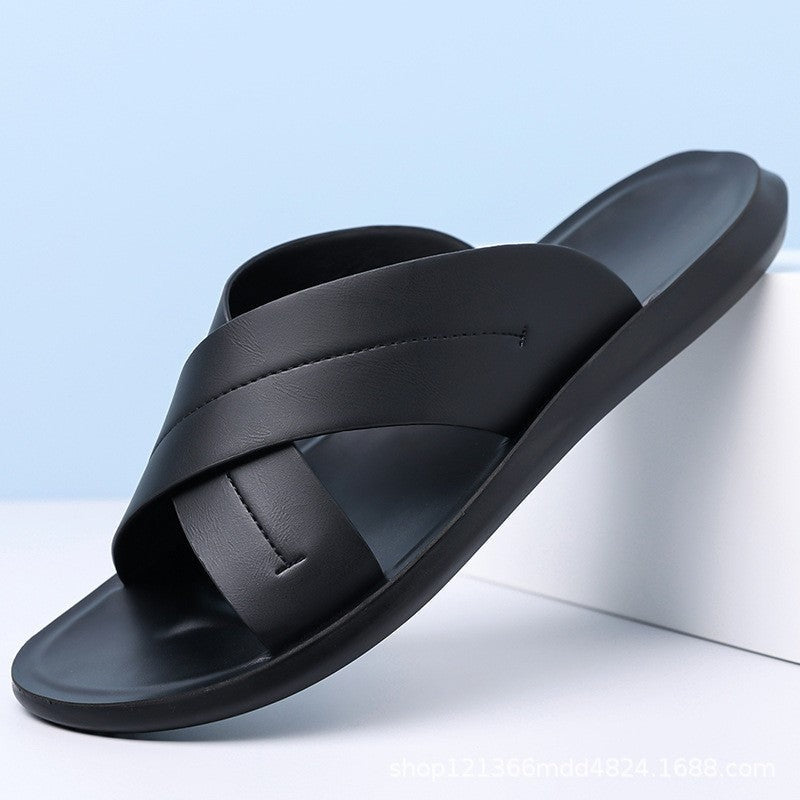 Nash flat leather sandals - Black
